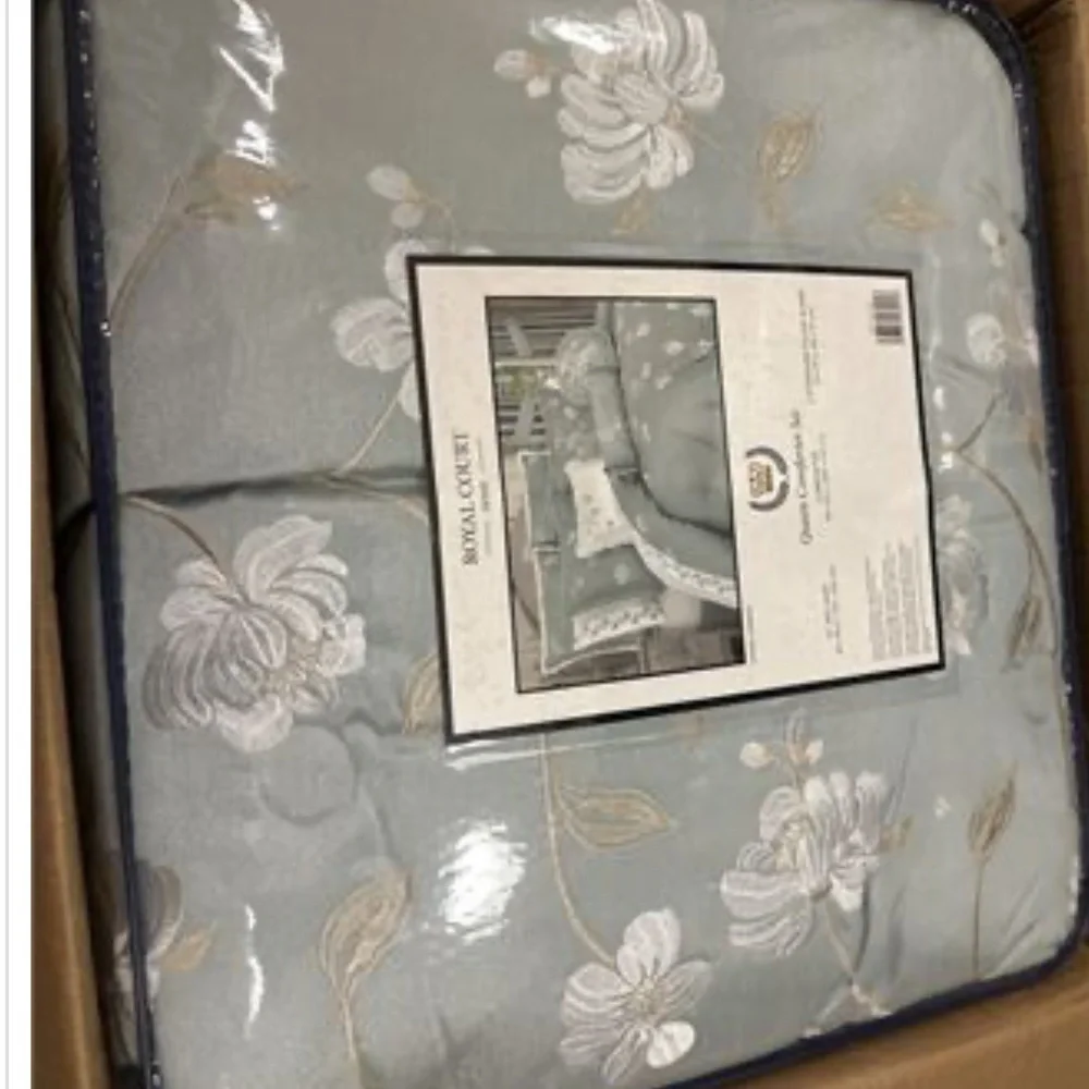 New Royal Court Spring Garden 4-Pc. Comforter Set, Queen - Spa NEW